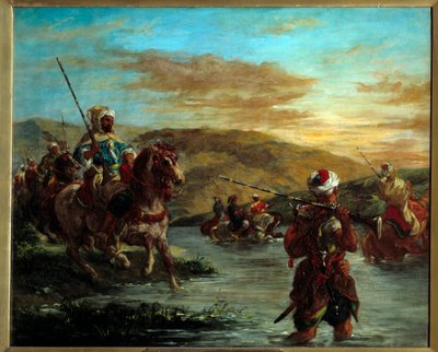 A passagem de uma deixa em Marrocos. Pintura de Eugene Delacroix (1798-1863) de Ferdinand Victor Eugene Delacroix