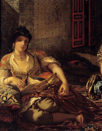 As mulheres de Argel no seu apartamento de Pormenor. Pintura de Eugene Delacroix (1798-1863) 1834 Dim. 1,80 x 2,29 m Paris. Museu do Louvre de Ferdinand Victor Eugene Delacroix