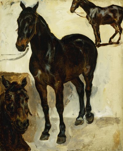 Três estudos de cavalos; Três estudos sobre cavalos, c.1823 de Ferdinand Victor Eugene Delacroix