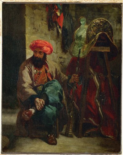 Turco com sela ... de Ferdinand Victor Eugene Delacroix