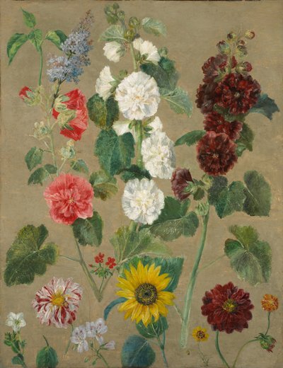 Sem título (Flores) (óleo a bordo) de Ferdinand Victor Eugene Delacroix