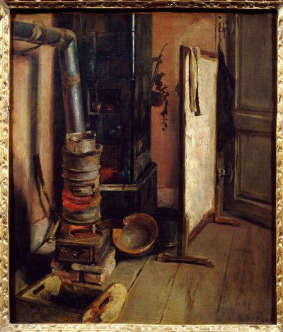 Canto do atelier, o fogão de pintura de Eugene Delacroix (1798-1863). Sol do século XIX. 0,51 x 0,44 m. Paris. Museu do Louvre de Ferdinand Victor Eugene Delacroix