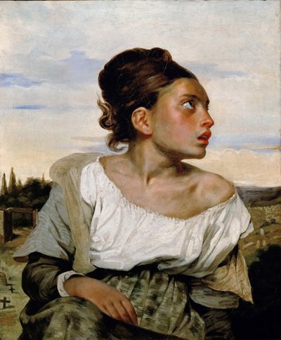 Jovem garota órfã no cemitério de Ferdinand Victor Eugene Delacroix