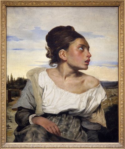 Jovem órfão no cemitério, c.1824 (óleo sobre tela) de Ferdinand Victor Eugene Delacroix