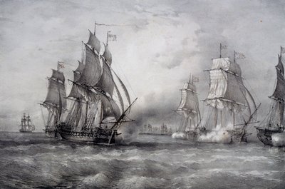 Paul Jones ataca a frota britânica comandada por Pearson e que chega do Mar Báltico de Ferdinand Victor Perrot
