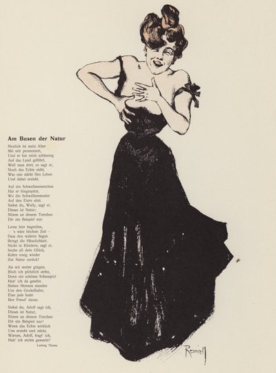 Mulher a rir (cor litho) de Ferdinand von Reznicek
