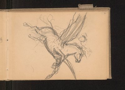 Pegasus mit Reiter im Flug; verso: zusammen mit Karte 18 Notizen zu Farbpreisen de Ferdynand Ruszczyc