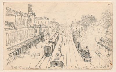 Vista da estação ferroviária de Varsóvia de Ferdynand Ruszczyc