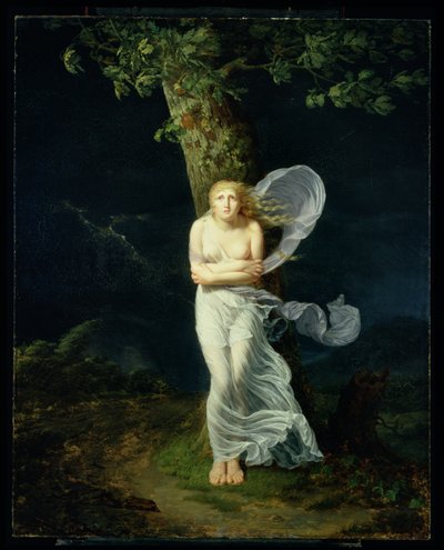 Jovem mulher ultrapassada por uma tempestade, 1799 de Fereol Bonnemaison