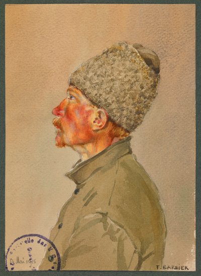 Um soldado russo a ouvir a missa, Gustrow de Fernand Barbier