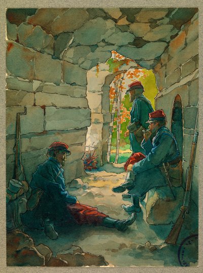 Soldados de infantaria em repouso, route de Vailly de Fernand Barbier