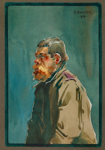 Soldado russo feito prisioneiro em 1916, Gustrow (aguarela) de Fernand Barbier