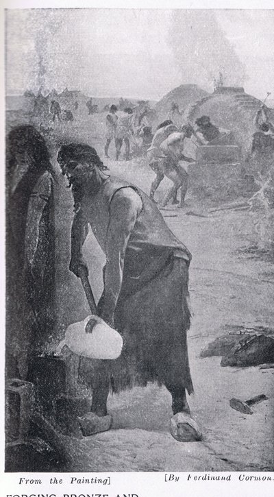 Forjando bronze e ferro, ilustração da "História das Nações de Hutchinson", c.1910 de Fernand Cormon