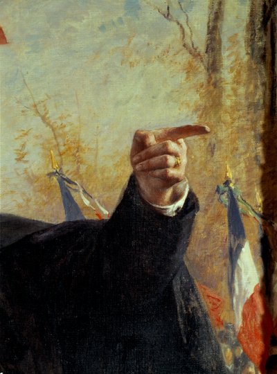 Mão. Detalhe do retrato de Paul Deroulede (1846-1914), militante nacionalista francês, apontando o seu dedo). Pintura de Fernand Cormon (1845-1924) de Fernand Cormon