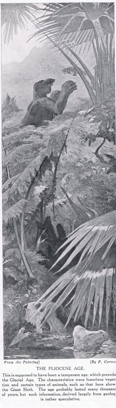 A era do Plioceno, ilustração da "História das Nações de Hutchinson", c.1910 de Fernand Cormon