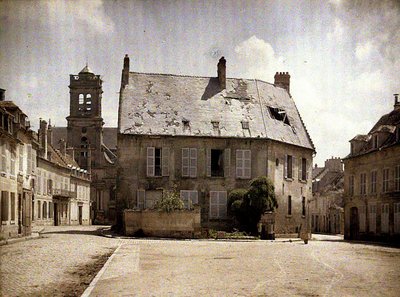 Casa com telhado danificado, Soissons, Aisne, 1917 (autocrômico) de Fernand Cuville