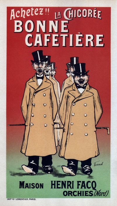 Cartaz do Cafetiere de La Chicoree Bonne, 1899 de Fernand Fernel