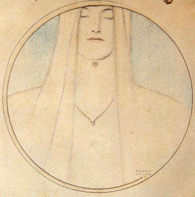 Cabeça de uma Mulher (pastel sobre papel) de Fernand Khnopff