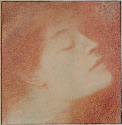 Cabeça de uma mulher, 1892 (giz no papel) de Fernand Khnopff