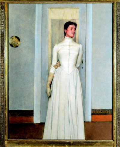 "Retrato de Marguerite Khnopff" irmã da artista - Pintura de Fernand Khnopff (1858-1921) de Fernand Khnopff