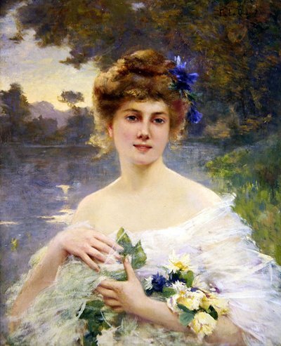Retrato de uma rapariga (óleo sobre tela) de Fernand Le Quesne