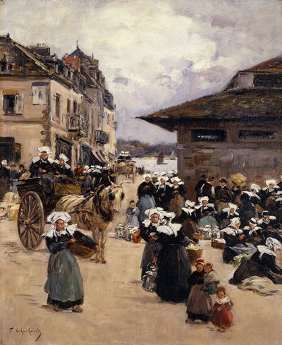 Mercado de esquina em Concarneau; Canto das marchas em Concarneau, de Fernand Legout Gerard