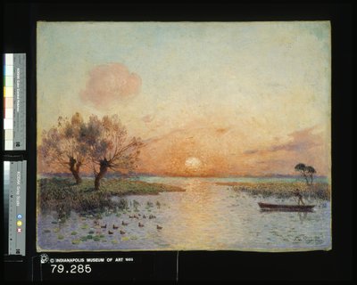 O Lago ao pôr-do-sol (La Mare Au Coucher Du Soleil) (óleo sobre tela) de Fernand Loyen du Puigaudeau