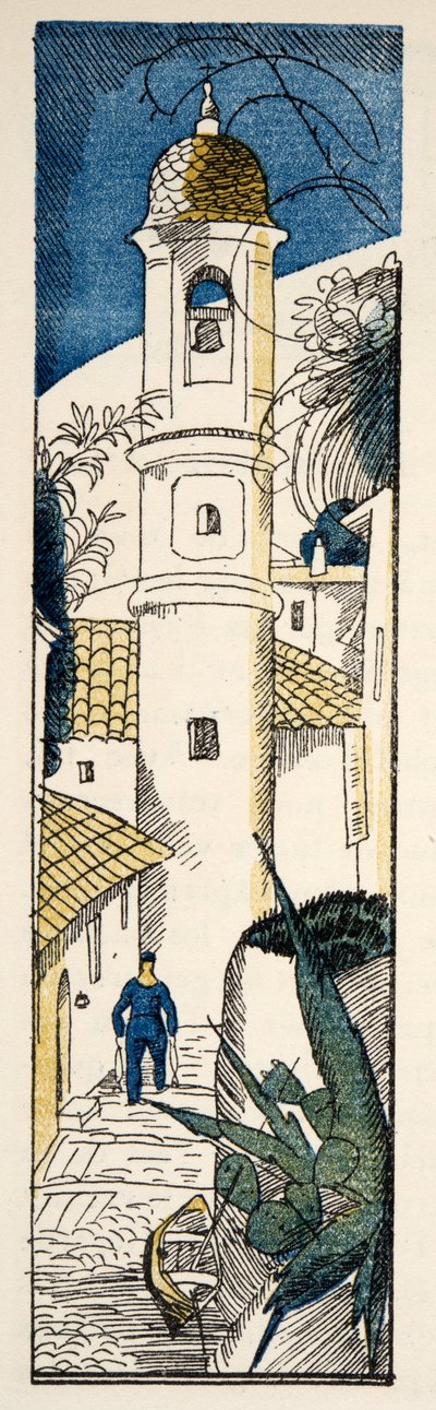 Rua em Antibes de Bon Ton Gazette, pub. 1920 (estêncil) de Fernand Siméon