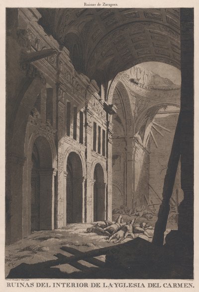 Vista das ruínas do interior da Igreja de Nossa Senhora do Carmo em Saragos..., 1808-14 de Fernando Brambila