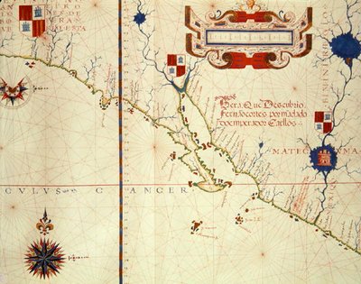 Fol.15 Mapa do México e baixa Califórnia, de um atlas, 1571 de Fernao Vaz Dourado