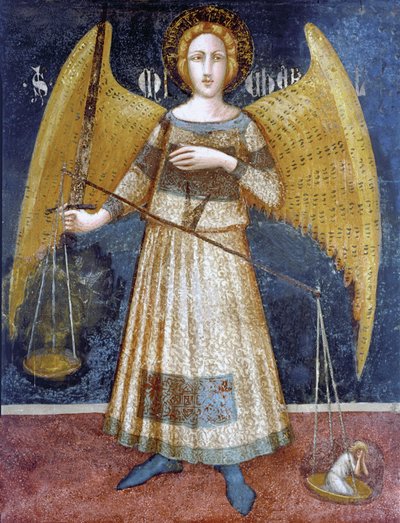 Anjo segurando uma balança, pormenor de Ferrer Bassa