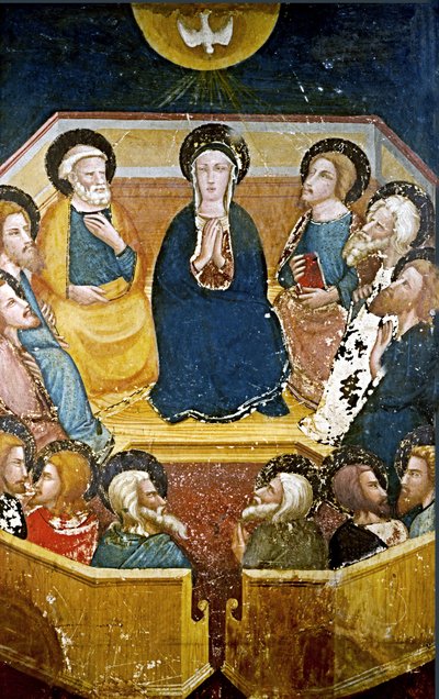 Virgem com os apóstolos pormenor de Ferrer Bassa