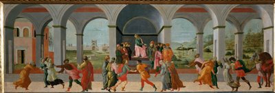 Três cenas da vida de Virgínia: Appius Claudius ordena a prisão de Virgínia ... de Filippino (attr.to) Lippi