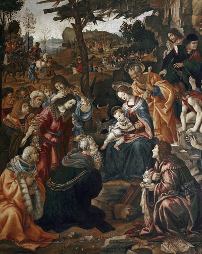 Adoração dos Reis Magos - Altarpe de San Donato (óleo sobre painel de Filippino Lippi