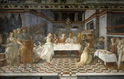 O banquete de Herodes, episódios da vida de São João Baptista, c.1452-64 (fresco) de Filippino Lippi