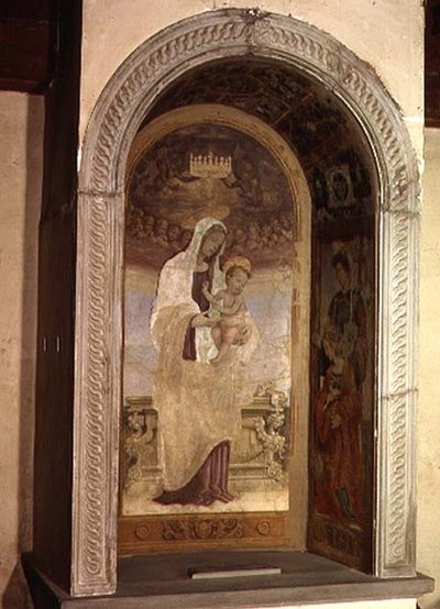 Madonna e Criança com os Santos, um detalhe do tabernáculo do Canto al Mercantale, 1498 de Filippino Lippi