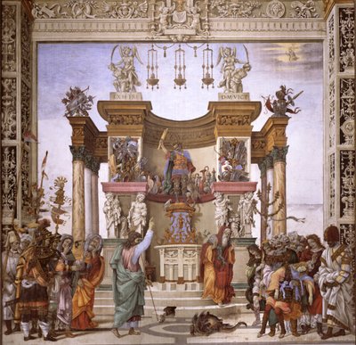 São Filipe exorcizando o demônio do templo de Marte, parede sul da Capela Strozzi, c.1497-1502 (ver 208286) de Filippino Lippi