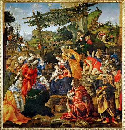 A Adoração dos Magos (têmpera sobre madeira) de Filippino Lippi