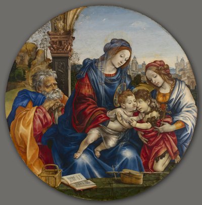 A Sagrada Família com São João Batista e Santa Margarida, c. 1495 de Filippino Lippi