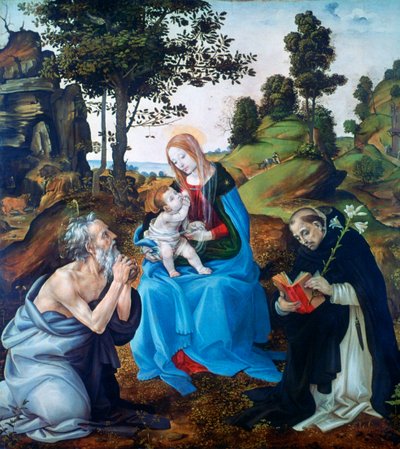 A Virgem e o Menino com os Santos Jerônimo e Dominic, c1485 de Filippino Lippi
