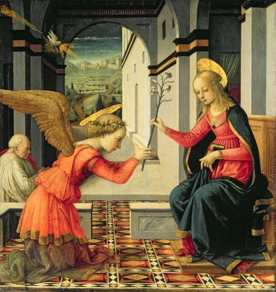 A Anunciação (tempera no painel) de Filippo (and workshop) Lippi