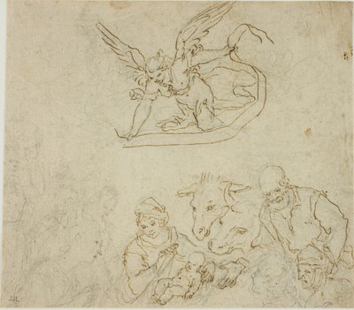 Natividade (reto); Virgem e Menino, Anjo (verso) de Filippo Bellini