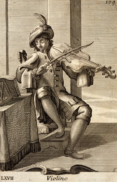 Homem a tocar violino de Filippo Bonanni