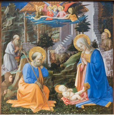 Adoração da Criança Cristo com santos e anjos de Filippo Lippi