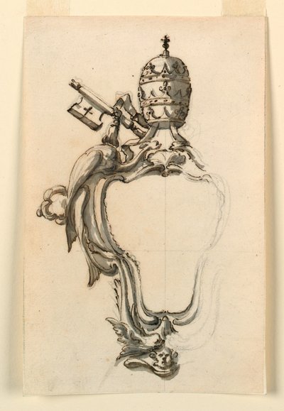 Desenho, Um escudo papal, 1740-70 de Filippo Marchionni