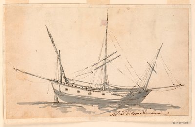 Desenho, Um barco à vela, ca. 1780 de Filippo Marchionni