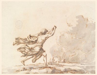 Desenho, Um jovem correndo em direção a uma fogueira, meados do século XVIII de Filippo Marchionni