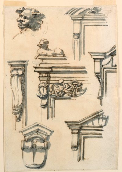 Desenho, Estudos de Arquitetura, 1750-75 de Filippo Marchionni