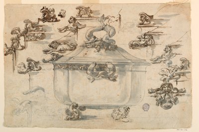 Desenho, projectos para terrina de prata, 1769 de Filippo Marchionni