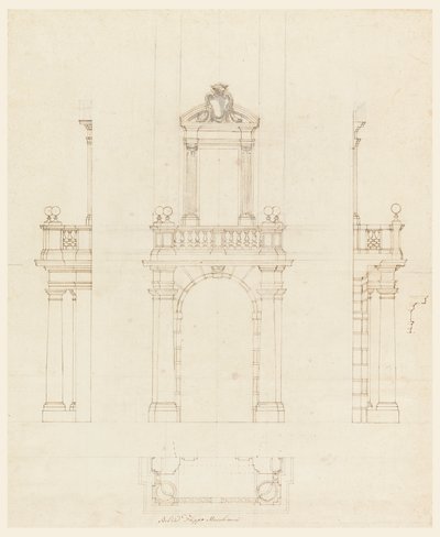 Desenho, Caixa de porta e moldura de uma porta, 1750-75 de Filippo Marchionni
